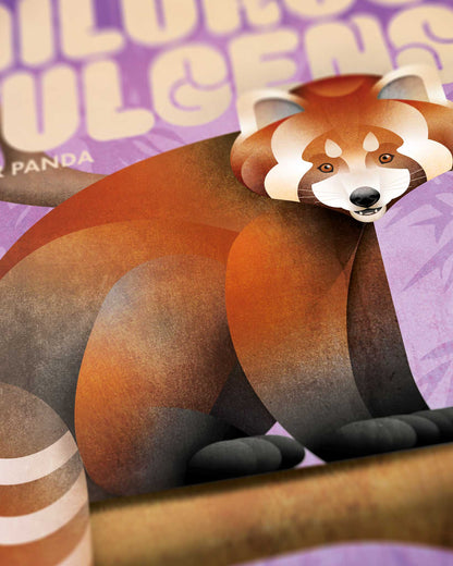 Makro-Aufnahme eines illustrierten Posters mit zwei roten Pandas